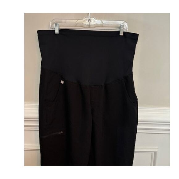 FIGS Maternity Scrubs Jogger Pants Bottoms Full Panel Black Large Stretch - Picture 7 of 7